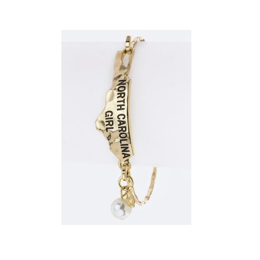 Stylish Women North Carolina Girl State Map Hook Bracelet Jewelry - Gold